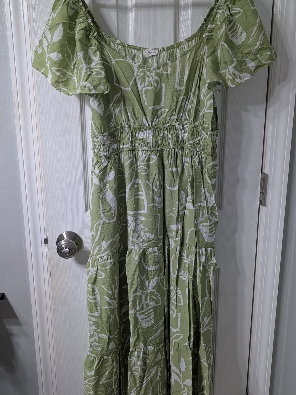 Green & White Floral Maxi Dress